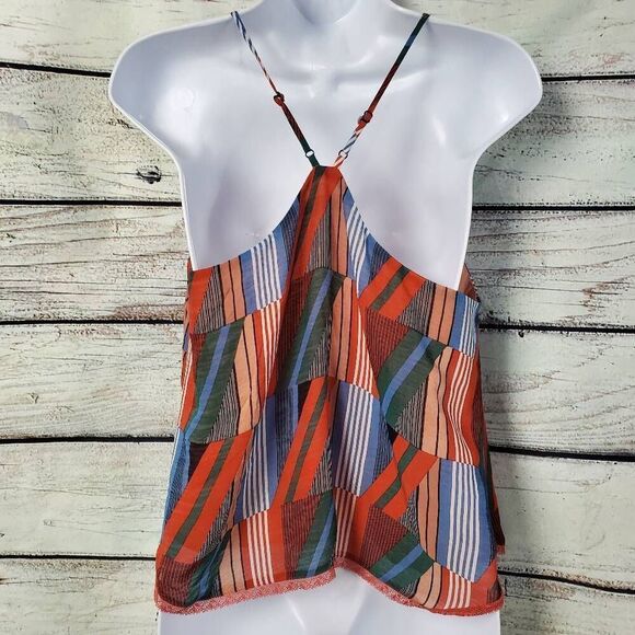 Allie Rae Women's Medium Multicolor Geometric Print Tank Top Strappy Adjustable - Picture 4 of 7